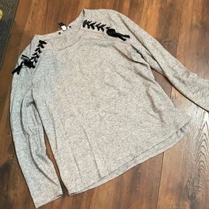 INC International Concepts Lace Shoulder Sweater